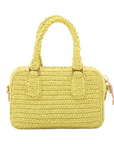 Pre-Loved Crochet Bauletto Handbag Raffia Crochet Mini with Gold Hardware, Yellow