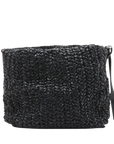 Pre-Loved Crossbody Bag Crochet Raffia with Silver Hardware, Black