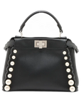 Pre-Loved Peekaboo Handbag Leather Mini with Silver Hardware, Black