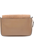 Pre-Loved Baguette Crossbody Bag Monogram Suede Mini with Silver Hardware, Beige