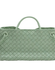 Pre-Loved Andiamo Tote Intrecciato Leather Small with Gold Hardware, Mint Green