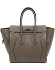Pre-Loved Luggage Tote Leather Micro with Silver Hardware, Taupe