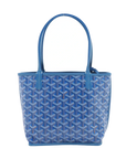 Pre-Loved Anjou Tote Goyardine Coated Canvas Mini with Silver Hardware, Blue