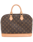 Pre-Loved Alma Handbag Monogram Coated Canvas PM with Gold Hardware, Brown
