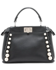 Pre-Loved Peekaboo Handbag Leather Mini with Silver Hardware, Black