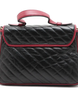 Pre-Loved GG Marmont Top Handle Handbag Quilted Leather Small with Aged Gold Hardware, Black