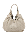 Pre-Loved Mahina XL Shoulder Bag Monogram Leather XL with Gold Hardware, Off-White