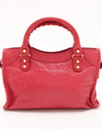 Pre-Loved Classic City Handbag Leather Mini with Gold Hardware, Pink