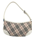 Pre-Loved Nova Check Hobo Shoulder Bag Nova Check Coated Canvas Small with Silver Hardware, Beige Multicolor