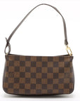 Pre-Loved Pochette Accessoires Pochette Damier Coated Canvas with Gold Hardware, Ebene Brown