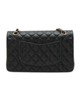 Pre-Loved Classic Double Flap Shoulder Bag Quilted Leather Medium with Gold Hardware, Black