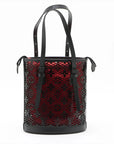 Pre-Loved Lace Bucket Bag Monogram Leather PM with Black Hardware, Black