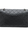 Pre-Loved 2.55 Reissue Double Flap Shoulder Bag Quilted Leather 227 with Aged Silver Hardware, Black