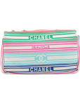 Pre-Loved Coco Stripe Flap Shoulder Bag Striped Canvas with Silver Hardware, Multicolor