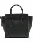 Pre-Loved Luggage Tote Leather Micro with Gold Hardware, Black