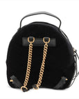 Pre-Loved GG Marmont Backpack Quilted Velvet Mini with Aged Gold Hardware, Black