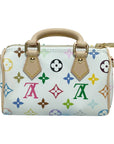Pre-Loved Nano Speedy Handbag Monogram Multicolore Coated Canvas Nano with Gold Hardware, White Multicolor