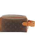 Pre-Loved Dopp Kit Pochette Monogram Coated Canvas with Gold Hardware, Brown