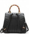Pre-Loved Queen Margaret Bamboo Bee Backpack Quilted Leather with Aged Gold Hardware, Black