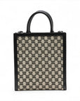 Pre-Loved Triomphe Vertical Cabas Tote Triomphe Coated Canvas Small with Gold Hardware, Beige and Black