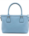 Pre-Loved Interlocking G Charm Tote Leather with Gold Hardware, Light Blue