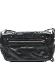 Pre-Loved Le Cagole Crossbody Bag Leather Mini with Silver Hardware, Black