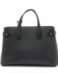 Pre-Loved The Banner Tote Leather Medium with Silver Hardware, Black