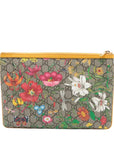 Pre-Loved Ophidia Flora Clutch Monogram Coated Canvas Large with Gold Hardware, Beige Ebony Multicolor