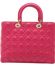 Pre-Loved Lady Dior Handbag Cannage Leather Large with Gold Hardware, Pink