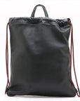 Pre-Loved Logo Print Drawstring Backpack Leather Medium with Black Hardware, Black