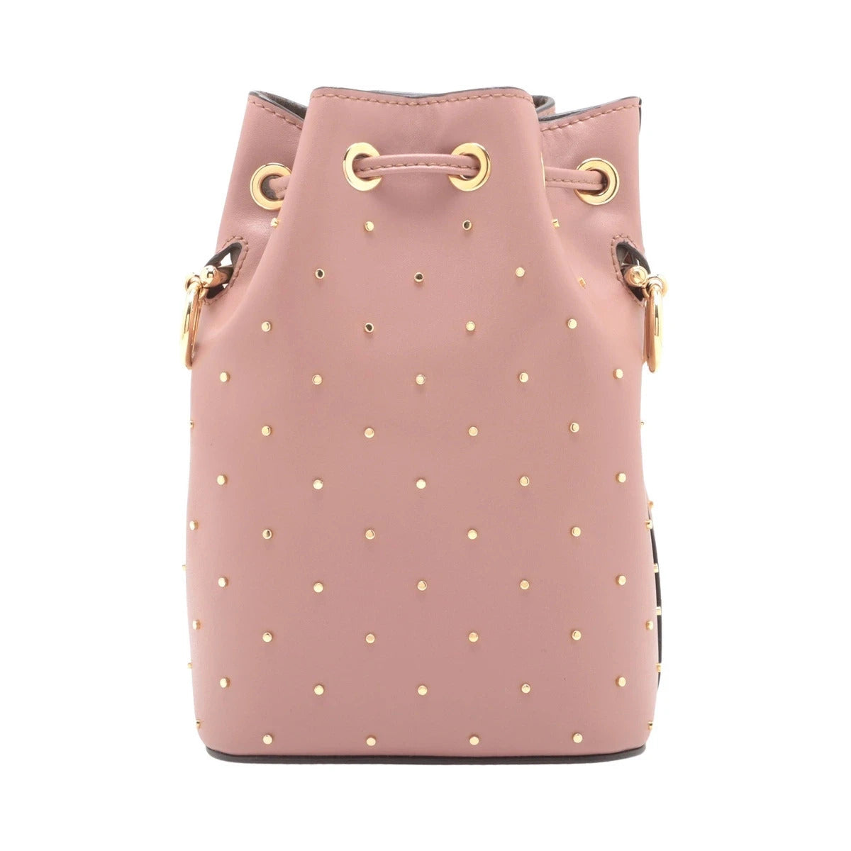 Pre-Loved Mon Tresor Bucket Bag Studded Leather Mini with Gold