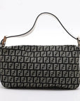 Pre-Loved Mamma Baguette Shoulder Bag Zucchino Coated Canvas with Gold Hardware, Black and Grey