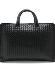 Pre-Loved Intrecciato Business Bag Briefcase Intrecciato Leather with Gunmetal Hardware, Black