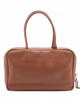 Pre-Loved Bowling Bag Handbag Leather with Gold Hardware, Brown