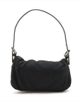 Pre-Loved Mamma Baguette Shoulder Bag Plain Canvas with Silver Hardware, Black