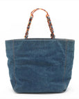Pre-Loved CC Denim Tote Denim with Tortoise Shell Hardware, Blue