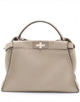 Pre-Loved Peekaboo Selleria Handbag Leather with Silver Hardware, Taupe