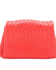 Pre-Loved Intrecciato Clutch Clutch Intrecciato Leather with Silver Hardware, Coral Red
