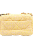 Pre-Loved Chanel 19 Shoulder Bag Quilted Tweed Small with Mixed Hardware, Yellow