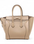 Pre-Loved Luggage Tote Leather Micro with Silver Hardware, Beige