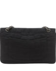 Pre-Loved 2.55 Reissue Double Flap Shoulder Bag Quilted Jersey 226 with Aged Silver Hardware, Black