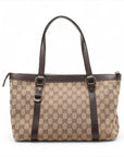 Pre-Loved Abbey Tote Monogram Coated Canvas Medium with Gold Hardware, Beige/Brown