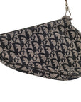 Pre-Loved Saddle Pochette Oblique Canvas Mini with Silver Hardware, Navy and Grey