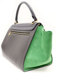 Pre-Loved Trapeze Handbag Leather Medium with Gold Hardware, Gray