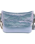 Pre-Loved Gabrielle Shoulder Bag Quilted Leather Small with Mixed Gold and Silver Hardware, Iridescent Blue