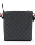 Pre-Loved GG Supreme Messenger Crossbody Bag Monogram Coated Canvas Small with Silver Hardware, Black