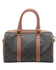 Pre-Loved Triomphe Boston Bag Handbag Triomphe Coated Canvas Small with Gold Hardware, Brown