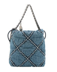 Pre-Loved Chanel 22 Tote Quilted Denim Mini with Silver Hardware, Blue