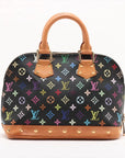 Pre-Loved Alma Handbag Monogram Coated Canvas PM with Gold Hardware, Black Multicolor