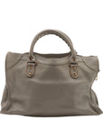 Pre-Loved Classic Metallic Edge City Handbag Leather with Gold Hardware, Gray